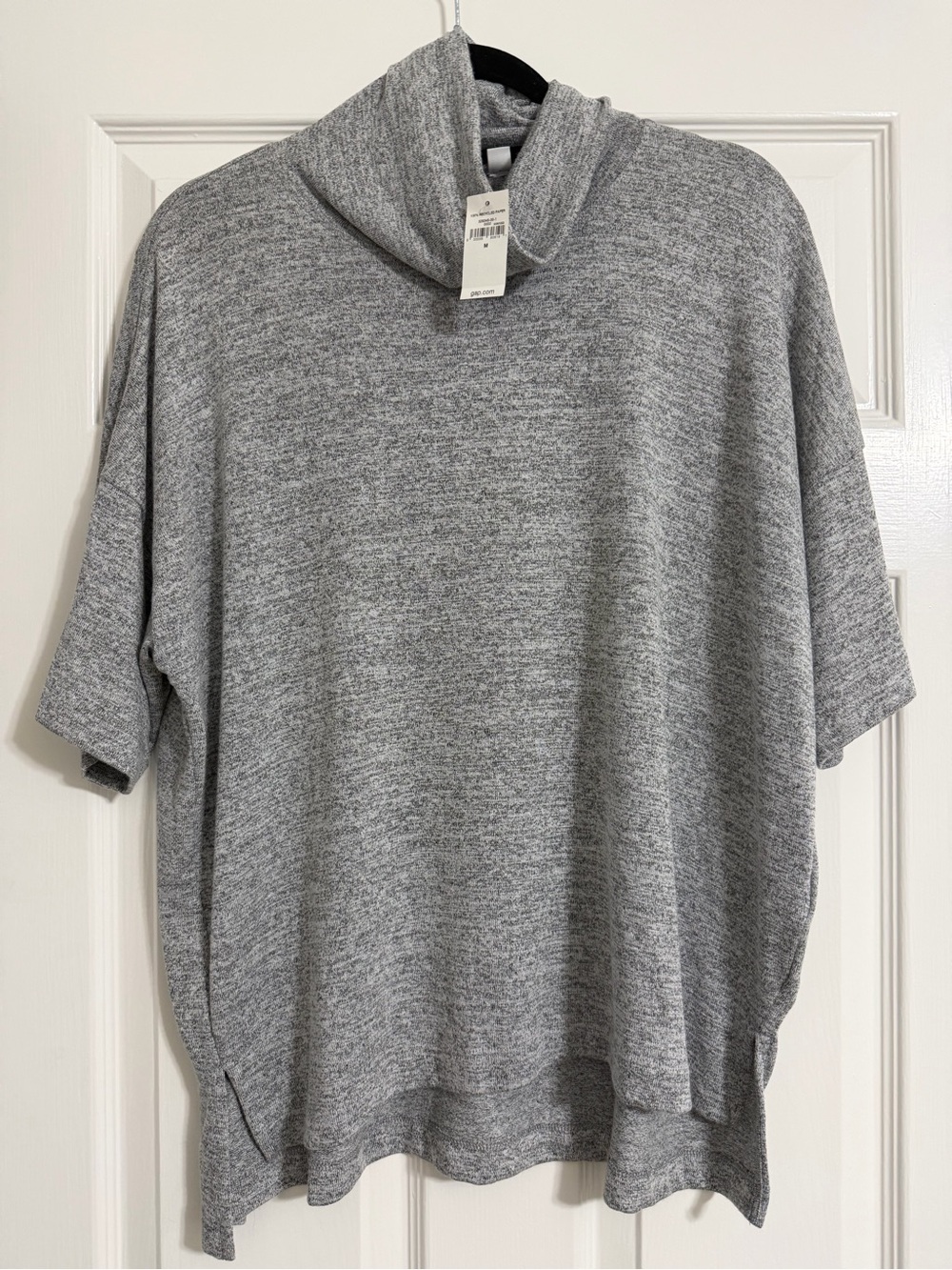 GAP Heather Gray Short-Sleeve Tunic with Funnel Neck